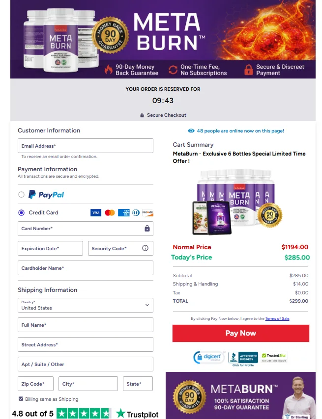 MetaBurn Secure Order Page